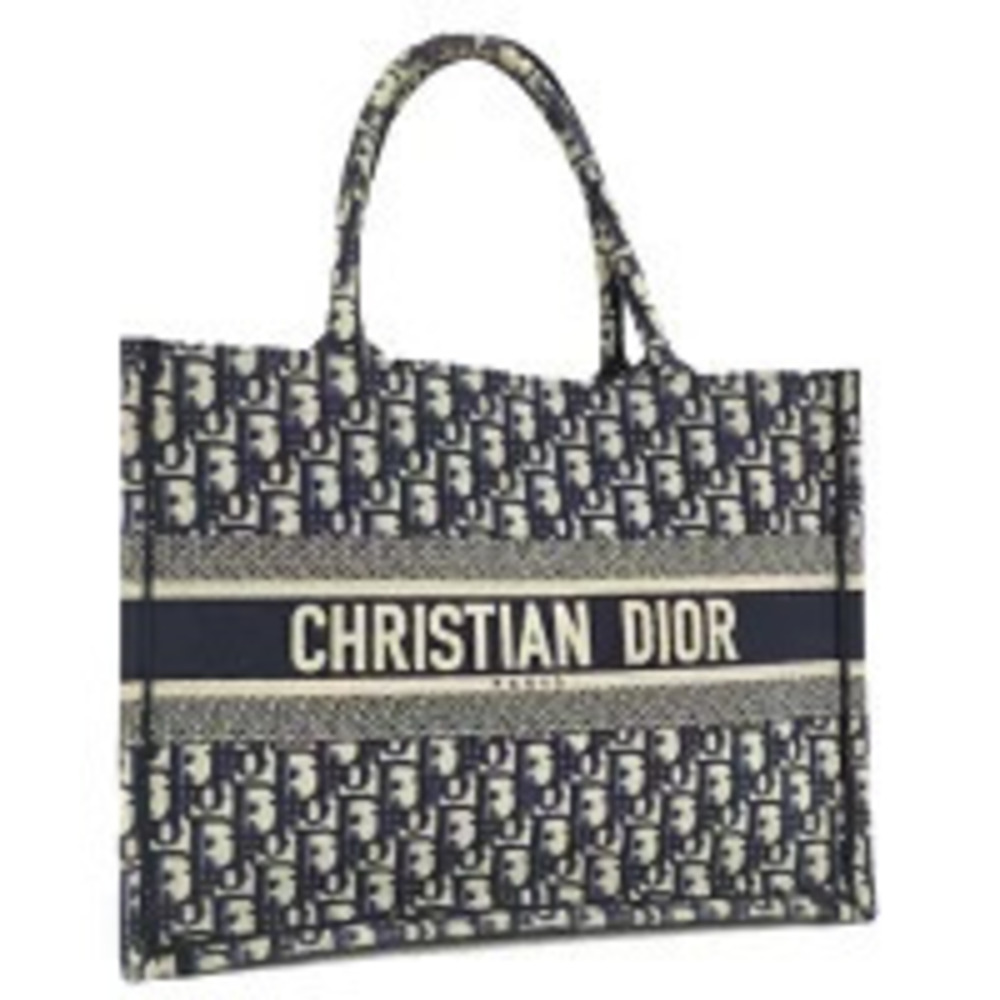 Christian Dior Book Tote Bag Canvas Navy Blue
